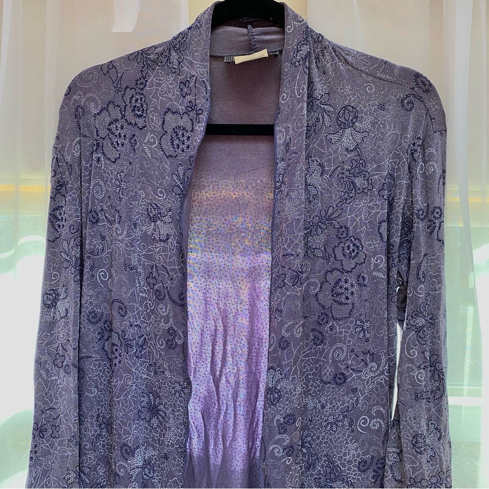 Embellished Purple Floral Cardigan Slinky XS